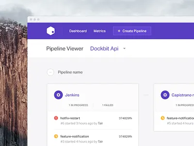 Dockbit app [wip] app card dashboard deploy flat interface menu pipeline simple ui web