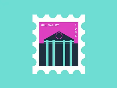 Back To The Future Stamp pt. 2 clocktower delorean doc movie poster sci fi stamp time travel