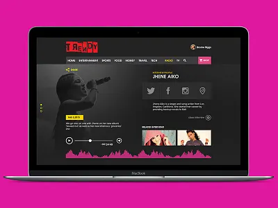 profile audio interface media player music ui ui design user interface web web design website