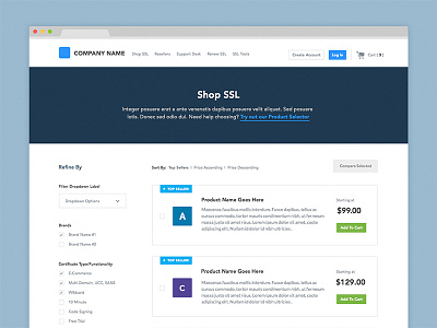 Product Listing ecommerce filter product security shop ssl tag