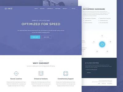 Iniz Hosting — Main Page help hosting icons it landing server services site ui ux vps web