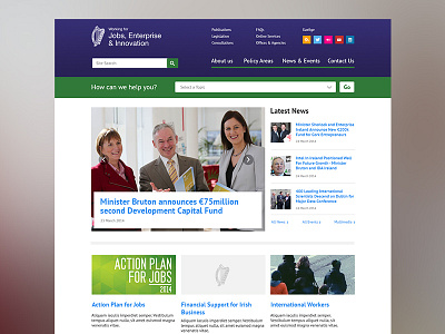 Public sector homepage concept accessible carousel flat footer governmental homepage news politics