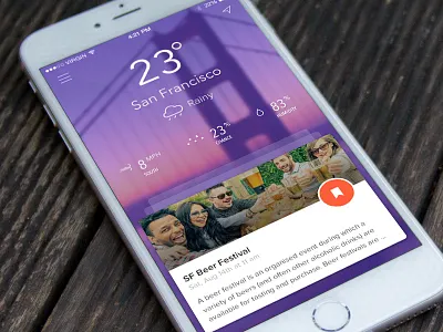 City Guide App app cards city clean icons material design psd stack travel ui ux weather