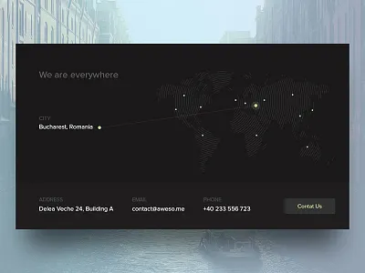 Day 047 - Contact Card about bucharest card contact dark flat info interface location map ui