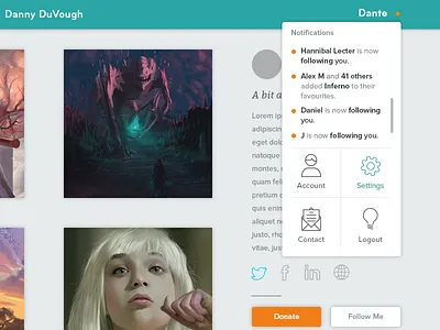 Profile Page art artwork icons material minimal profile showcase ui web