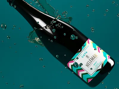 Neleman's CAVA BRUT blue cava champagne chevron pink wine
