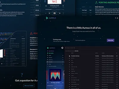Aurous Teaser Landing Page aurous dark galaxy landing music newsletter page player space stars subscription teaser