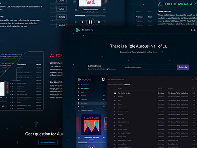 Aurous Teaser Landing Page aurous dark galaxy landing music newsletter page player space stars subscription teaser