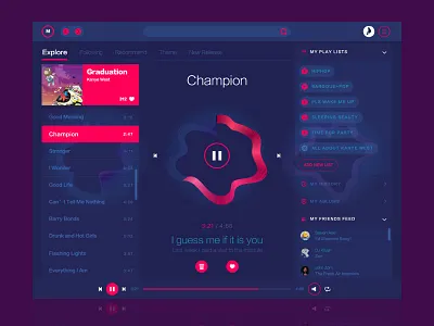 Music Ring flat music player ui web
