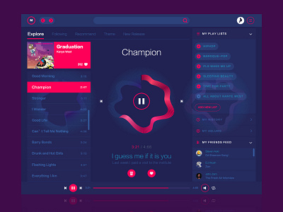 Music Ring flat music player ui web