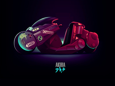 Kanedaaa akira bike colorfull dark light neon night