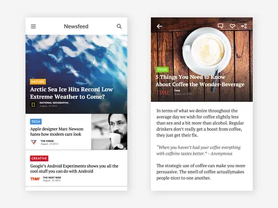 Reader App design news newsfeed photo reader typhography write