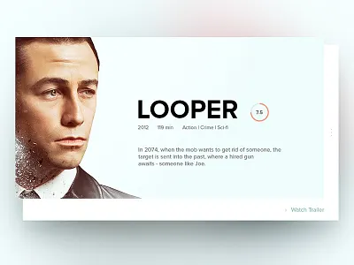 Day 049 - Movie Card about card flat info movie play trailer ui watch widget