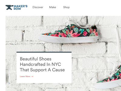 Maker's Row Homepage clean ecommerce home landing page shop storefront web welcome