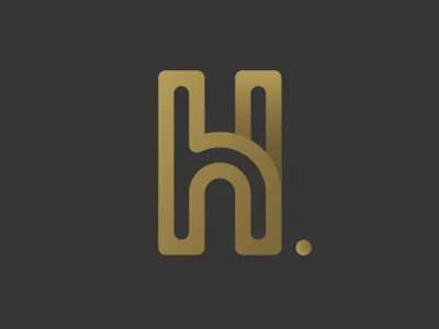 H Monogram ai circle gold h letter logo mark monogram symbol typography