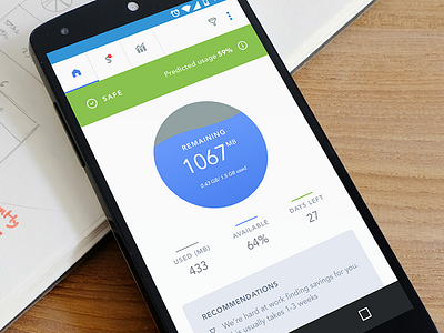 Dashbaord: Data Usage Tracker App anroid app clean dashboard data internet material meter professional ui usage ux