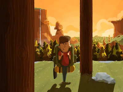 The Young Adventurer adventure camping disney illustration sunset