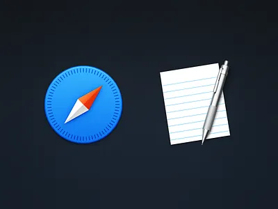 Safari & TextEdit compass icns icon icons mac metal paper pencil yosemite