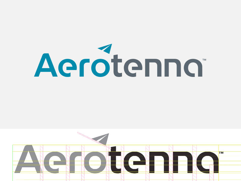 Aerotenna aerotenna blue brian white custom type identity logo paper airplane trilion studios