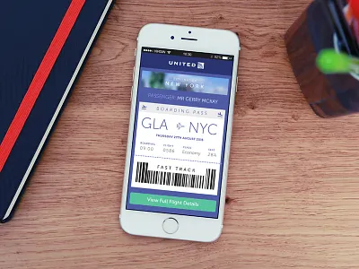 United Airlines App airport app apple boarding check in iphone mobile pass ticket ui ux