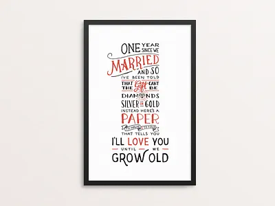 One Year lettering poster