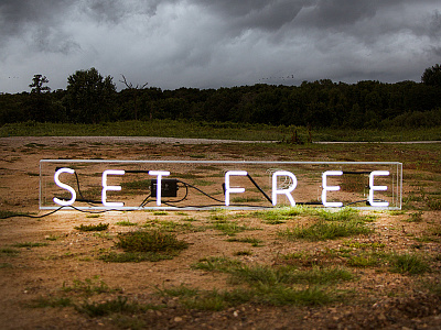 S E T F R E E church electric exodus iowa neon outdoors series typography