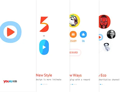 Guide for youku 5.0 colour explanation flat guide icon interface player start figure ui video white
