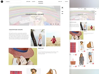 Gleam - Editorial Page angular app ecommerce fashion gleam mobile online sketch store ui ux