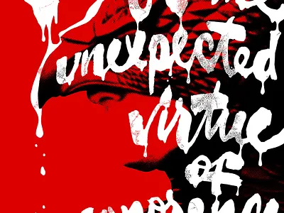 Poster for "Birdman" movie bird black brush calligraphy letter lettering poster raven red typography white