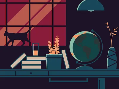 Still Life #1 design desk globe illustration plants poster still life vector