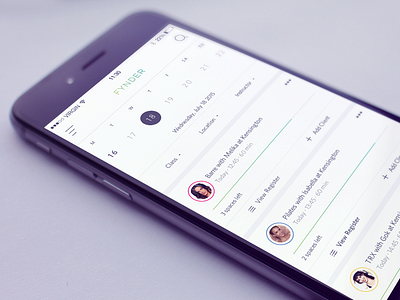 Front Desk iOS book bookings classes fitness fynder material pricing product product design. ios ui ux web