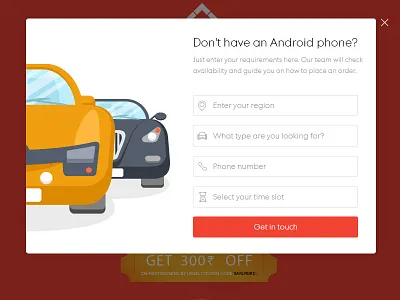 Rent Car Website car clean flat homepage illustration landing page popup rent ui ux web design