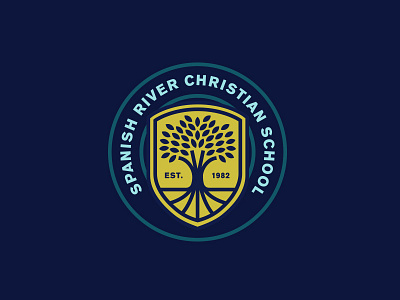 S.R.C.S Logo badge banyan branding crest florida leaves logo school shield system tree