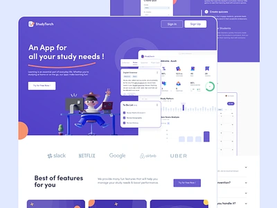 StudyTorch - App for your Study Needs app collection dashboard homepage notes quiz quizes study studyapp ui