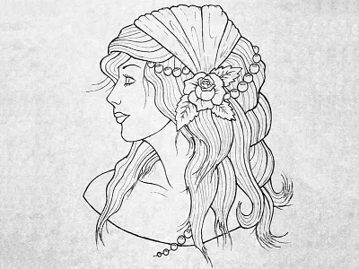 Gypsy Woman drawing ink sketch woman