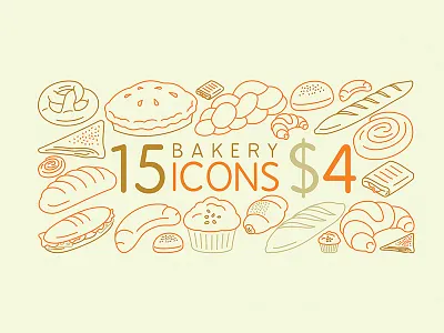 Bakery Icon Set bakery bread icons pastry pretzel sandwich