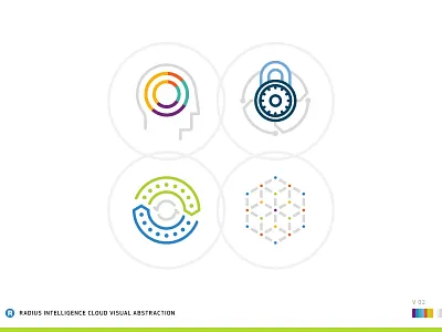 Radius Intelligence Cloud Icons branding cloud data science graph radius security