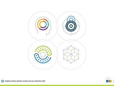 Radius Intelligence Cloud Icons branding cloud data science graph radius security