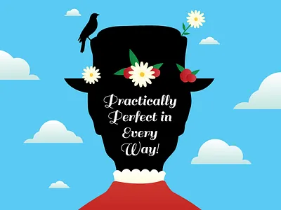 Supercalifragilisticexpialidocious! flat illustration mary poppins silhouette