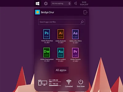 Windows Start Menu Concept adobe clean concept flat gui ios style ui widget windows windows 10 windows 11