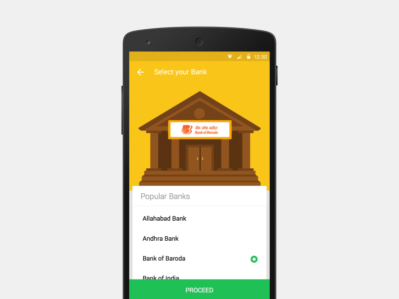 Checkout flow - Bank Selection app bank design flat illustration payment ui ux vector