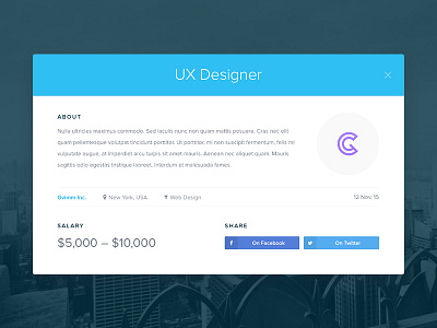 Vacancy Popup button gvimm job logo share ui ux vacancy