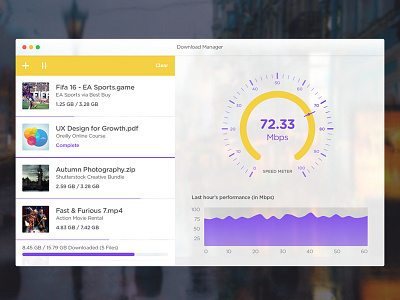 Download Manager app chart dribbble graph mac osx shots stats ui ux widget