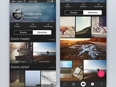 User(event&moment) app interaction ios iphone mobile ui ux