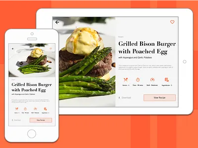 Day 9 Recipe Card Mobile Tablet flat food mobile nutrition recipe responsive restaurant ui widget