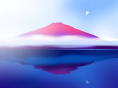 Silent Nature Illustration bird cloud gradient illustration lake lonely mountain nature pure silence sky