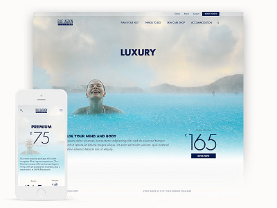 Blue Lagoon product landing page blue lagoon brand corporate desktop landing landing page lifestyle luxury mobile price