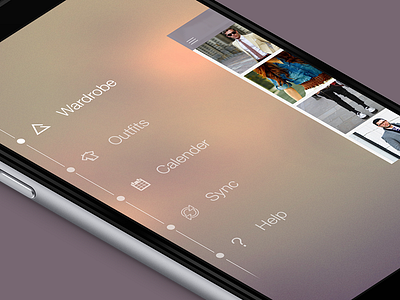 Sidemenu for Pureple app lookbook organizer outfit planner pureple sidemenu wardrobe
