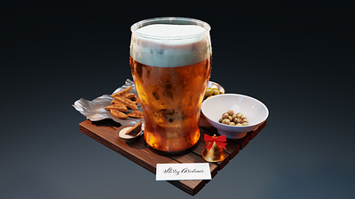 Christmas beer 2023 3d 3dart 3dfood beer blender blenderrender cgi cgifood christmas comercial design food foodrender gamedev hollydays illustration logo olives ui