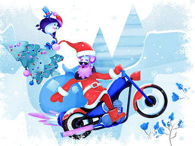 Merry Christmas! 2023 bike blue christmas design gapsy holiday illustration interface merry christmas! pinguin red santa shot snow team trees ui ux web